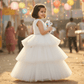 Girls white knee length Party frock m240014