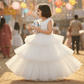 Girls white knee length Party frock m240014
