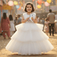 Girls white knee length Party frock m240014