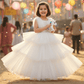 Girls white knee length Party frock m240014