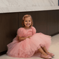 SALE Girls Peach knee length Party frock M240009