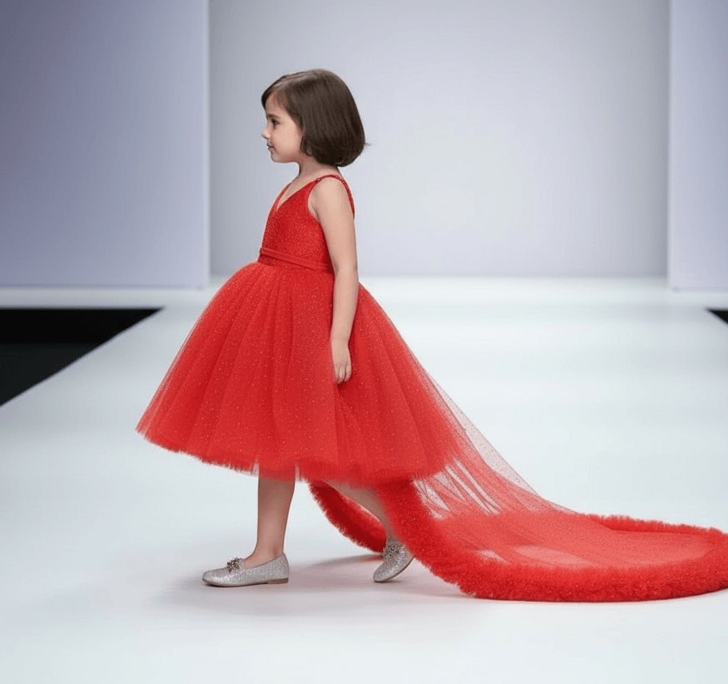 Girls Red  Party frock m240029