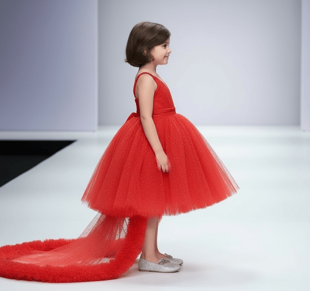 Girls Red  Party frock m240029