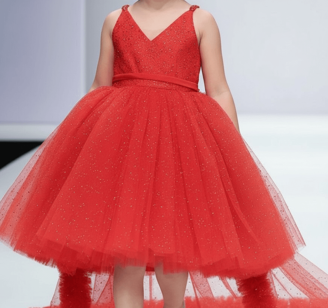 Girls Red  Party frock m240029