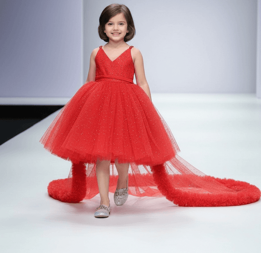 Girls Red  Party frock m240029
