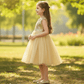 Girls golden knee length Party frock M234201