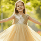 Girls golden knee length Party frock M234201