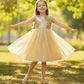 Girls golden knee length Party frock M234201