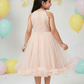 Girls champagne knee length Party frock m234101