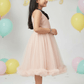 Girls champagne knee length Party frock m234101
