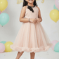 Girls champagne knee length Party frock m234101
