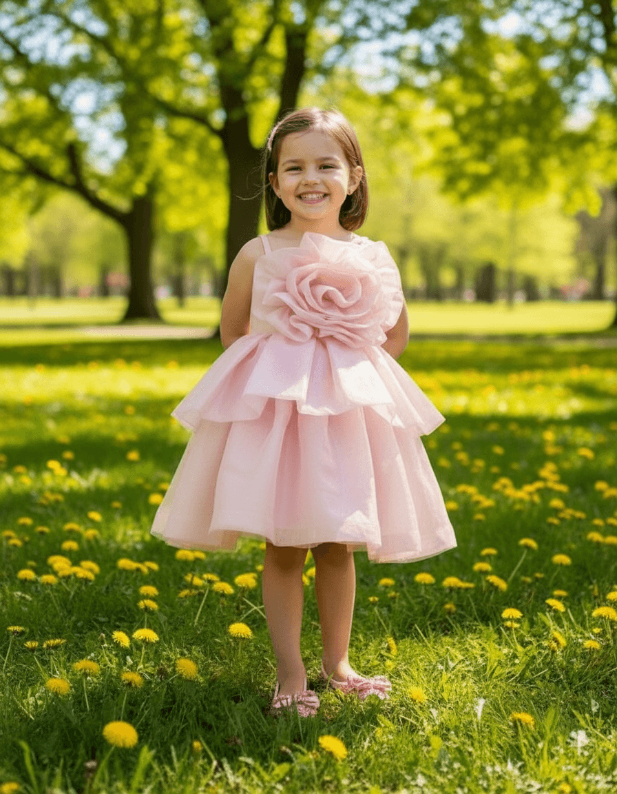 Girls champagne  Party frock m240016