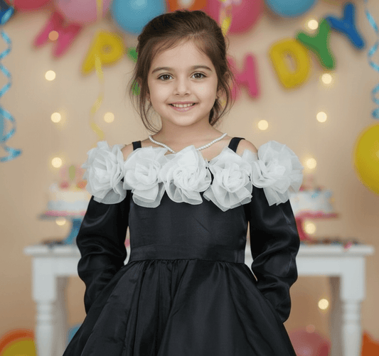 Girls black Knee length Party frock