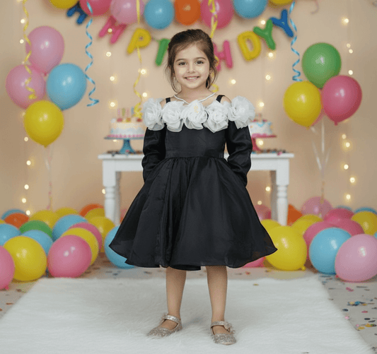 Girls black Knee length Party frock