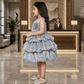 Girls Grey Tulle Party Dress, Sleeveless Layered skirt, knee length -m250006