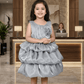 Girls Grey Tulle Party Dress, Sleeveless Layered skirt, knee length -m250006