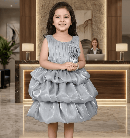 Girls Grey Tulle Party Dress, Sleeveless Layered skirt, knee length -m250006