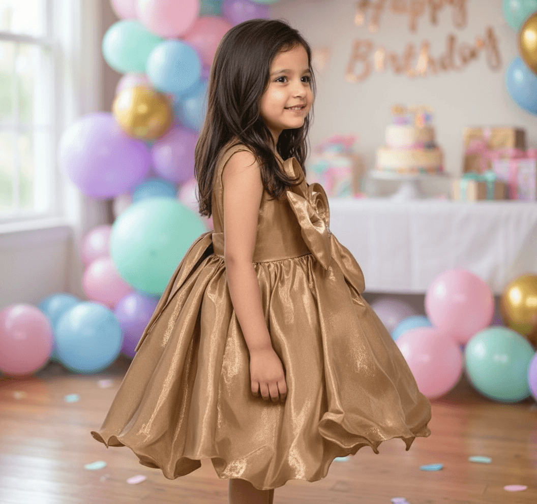 SALE Girls Copper Tulle Party Dress-m250009