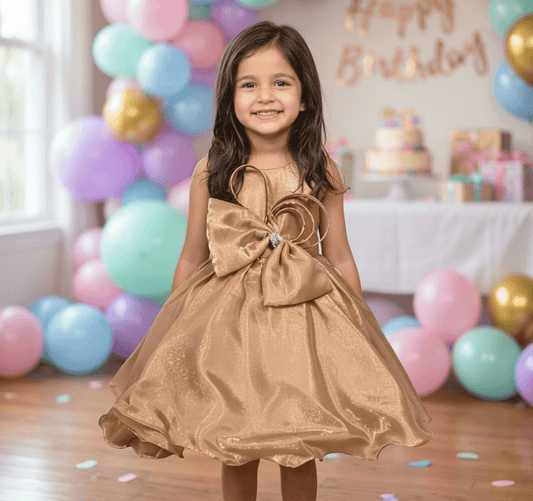 Girls Copper Tulle Party Dress, Shoulder Straps Layered skirt, knee length-m250009