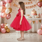 Girls Magenta one shoulder Layered frock m250002