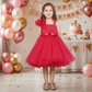 Girls Magenta one shoulder Layered frock m250002