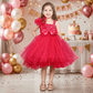 Girls Magenta one shoulder Layered frock m250002
