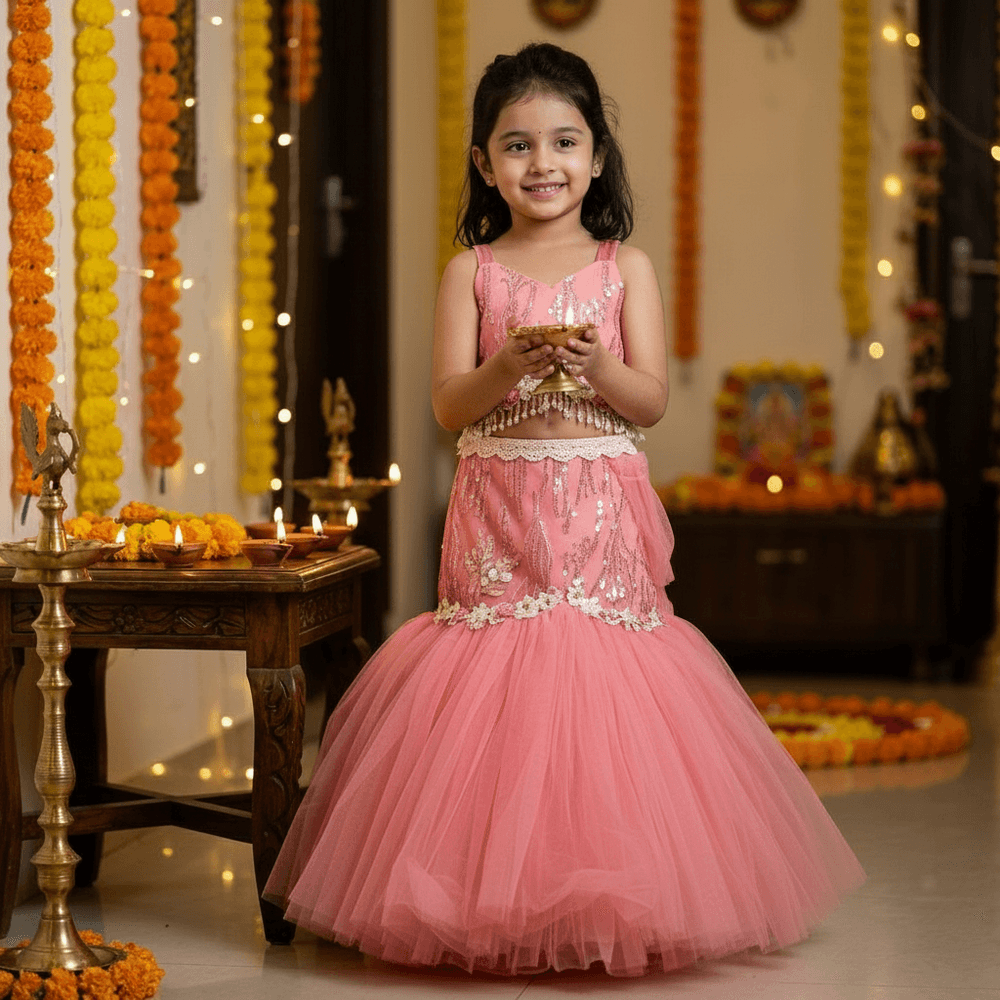 SALE Sleeveless Lehenga Choli Set For Girls-M240047