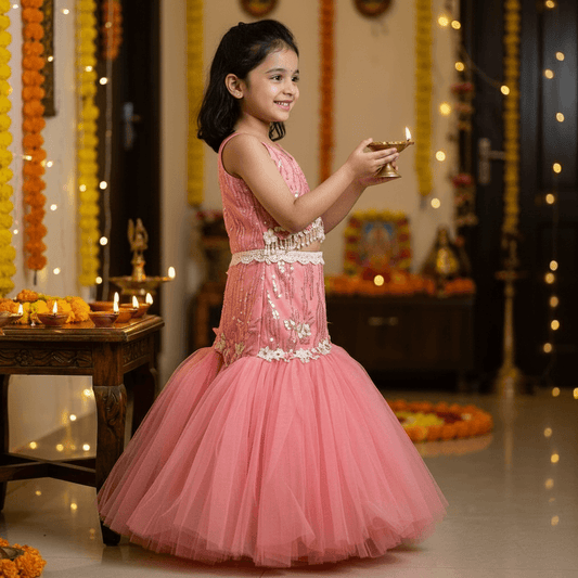 SALE Sleeveless Lehenga Choli Set For Girls-M240047