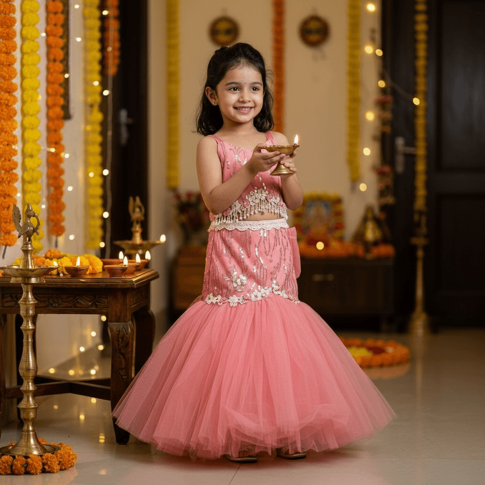 SALE Sleeveless Lehenga Choli Set For Girls-M240047