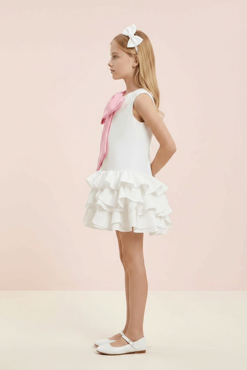 Girls white casual frock m260015