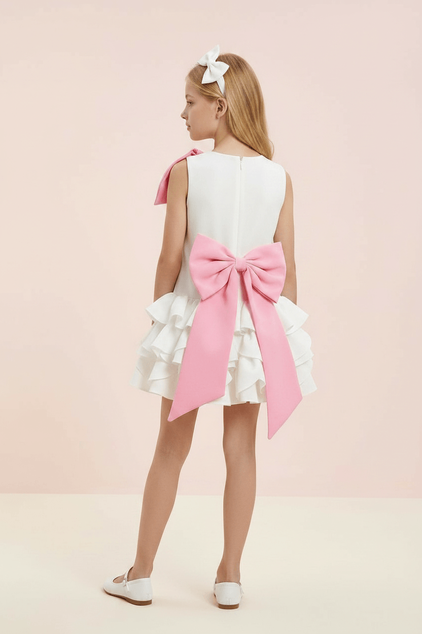 Girls white casual frock m260015
