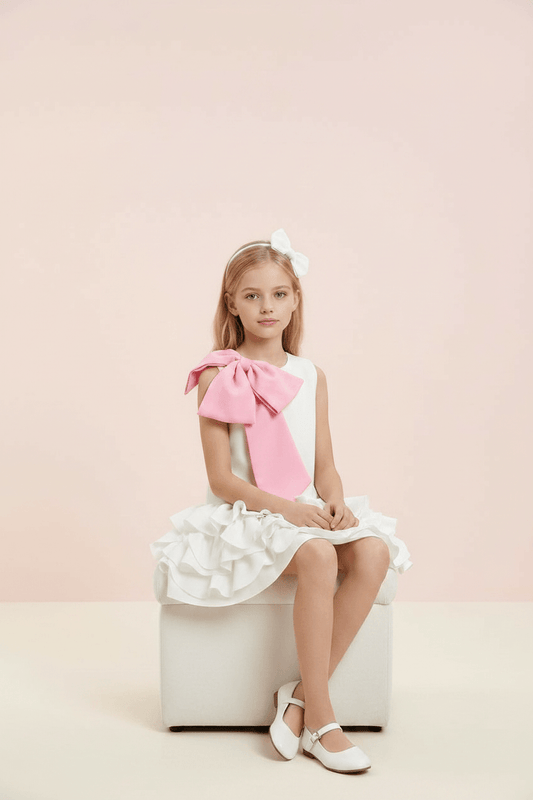 Girls white casual frock m260015