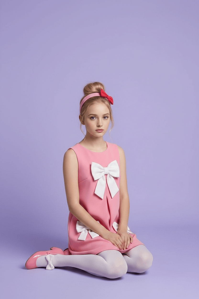 Girls pink casual frock m260017