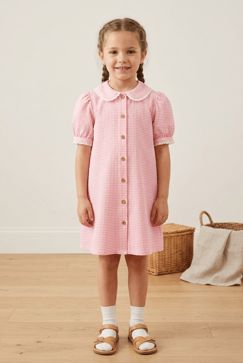 Pink cotton frock M260020