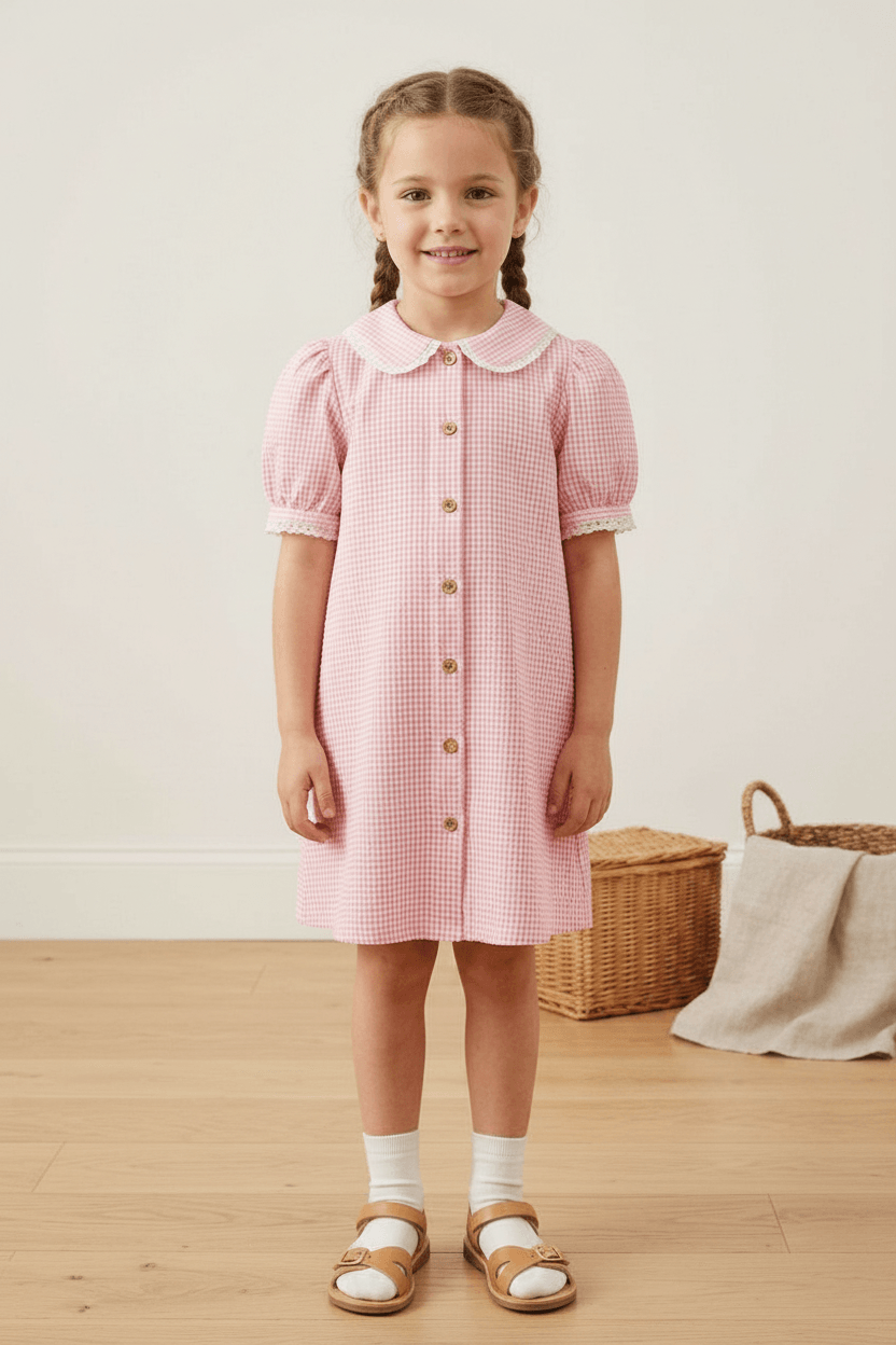 Pink cotton frock M260020