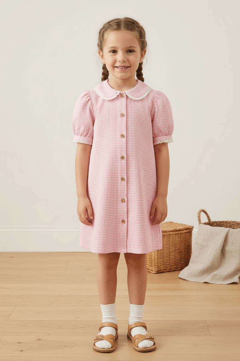 Pink cotton frock M260020