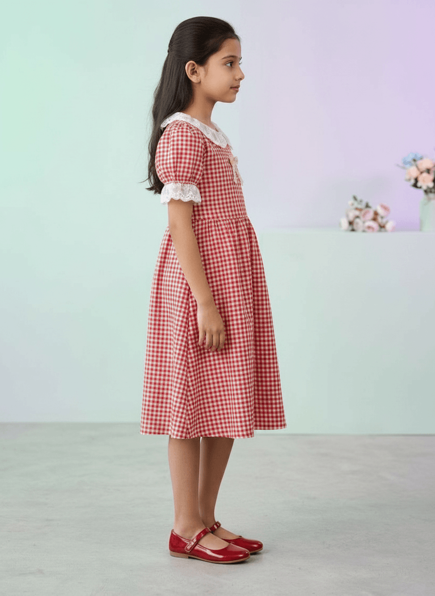 Red cotton frock M260025
