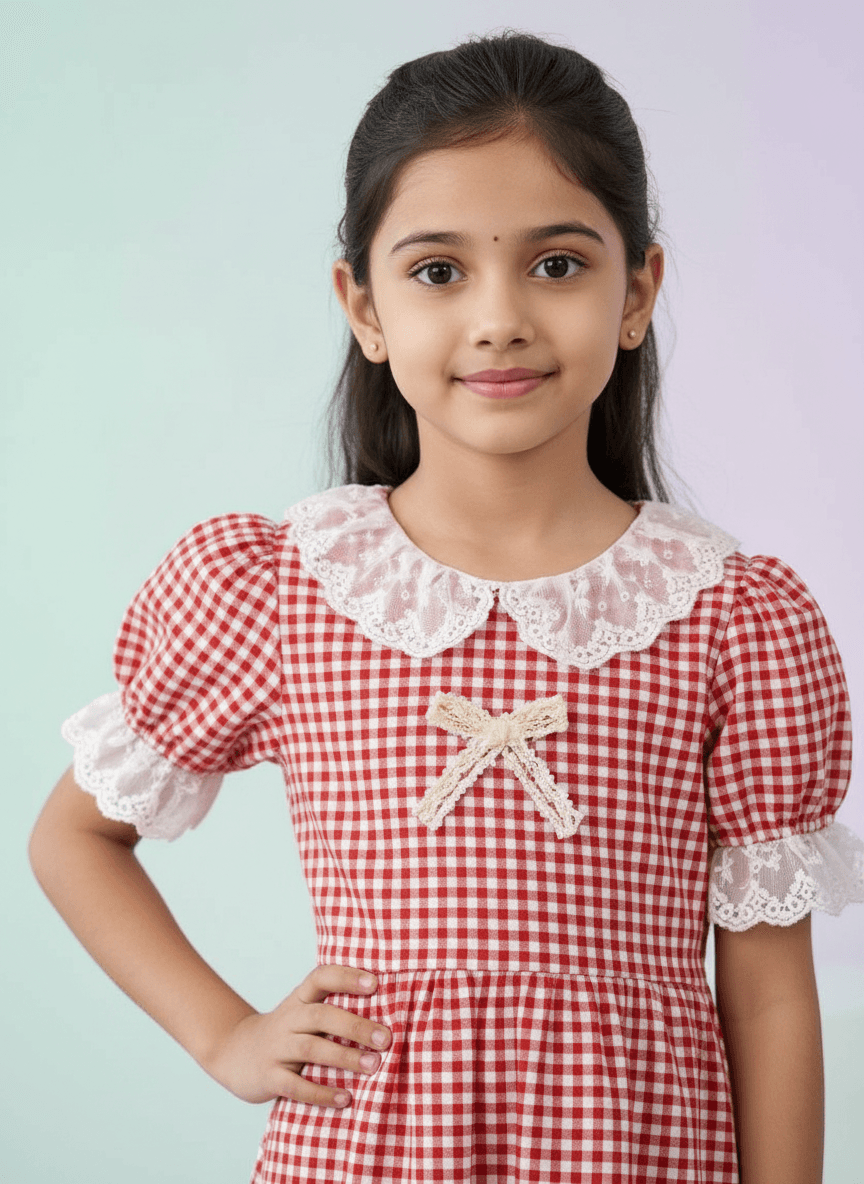 Red cotton frock M260025