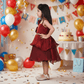maroon party frock for girls-M250005