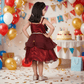 maroon party frock for girls-M250005