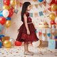 maroon party frock for girls-M250005