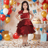 maroon party frock for girls-M250005