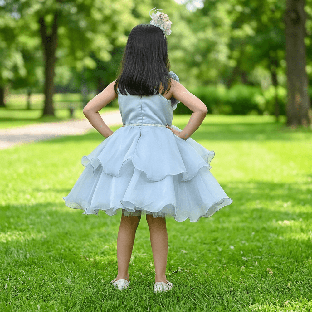 grey party frock for girls-M250007