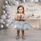grey party frock for girls-M250008