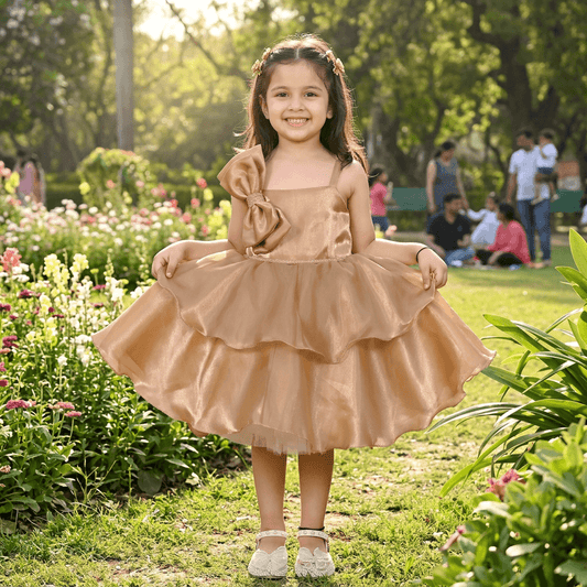 copper party frock for girls-M250010