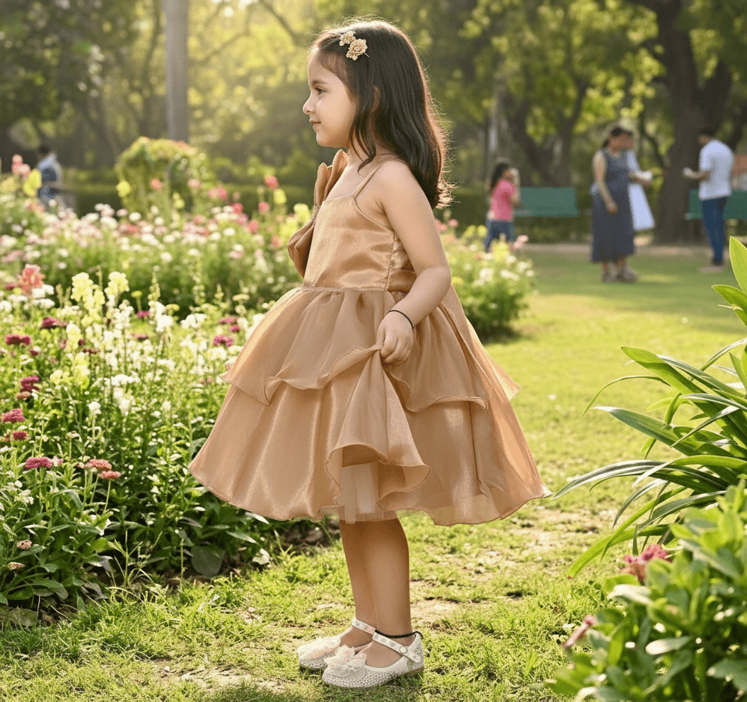 SALE Copper party frock for girls-M250010