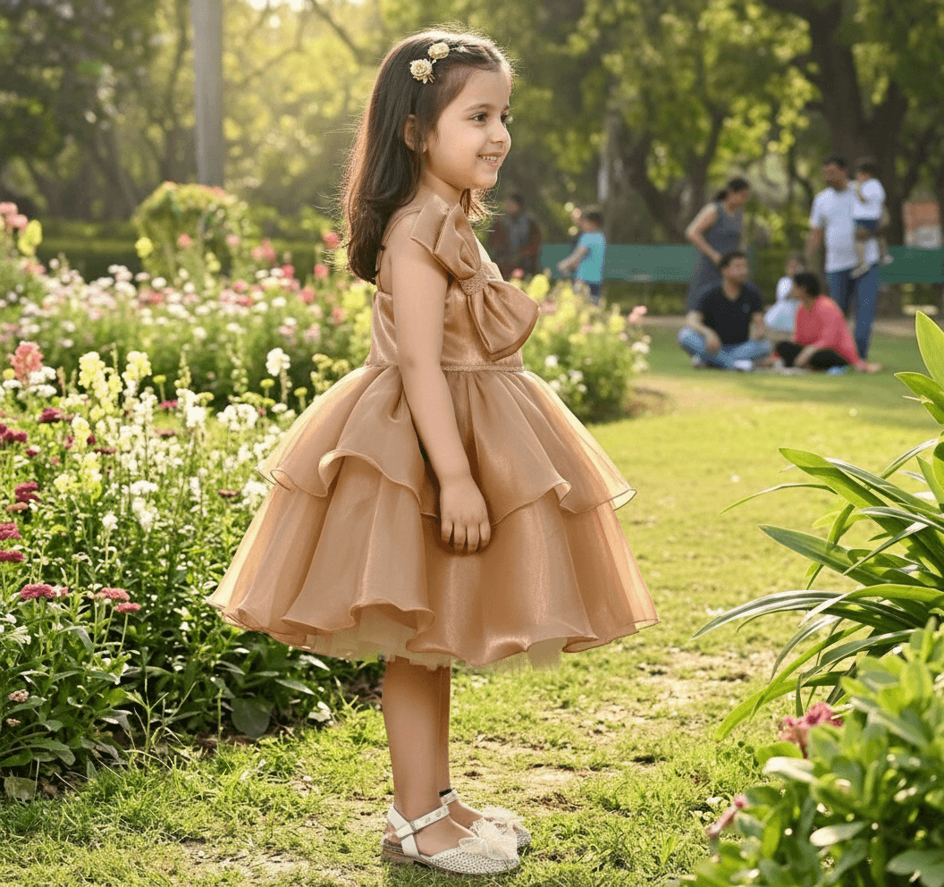 SALE Copper party frock for girls-M250010
