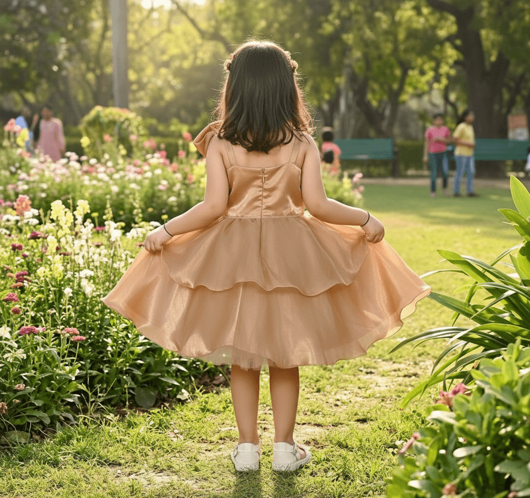 SALE Copper party frock for girls-M250010
