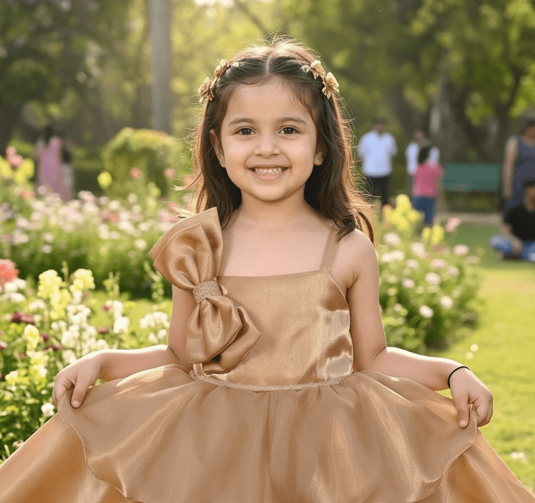 SALE Copper party frock for girls-M250010