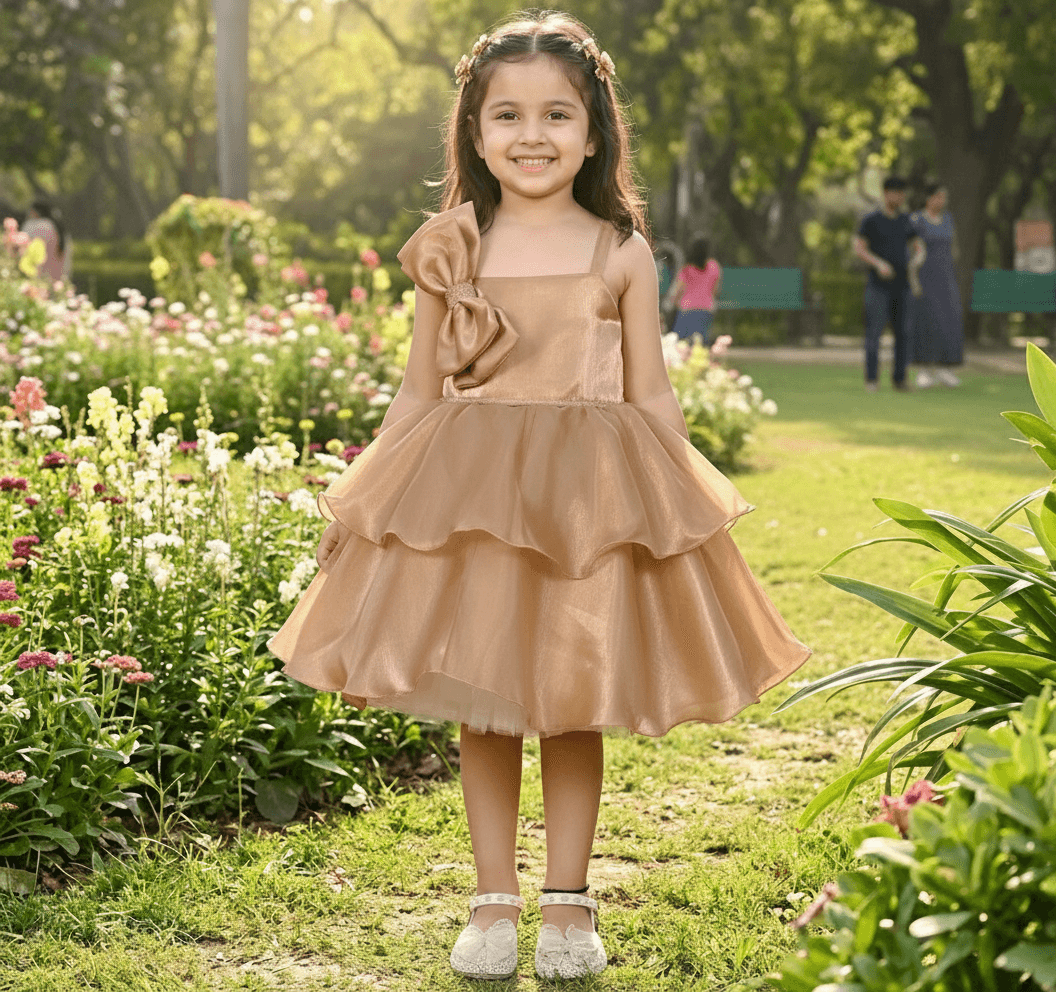 SALE Copper party frock for girls-M250010